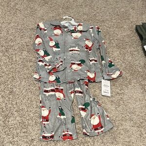 Santa Print Kids Pajama Set - Gray